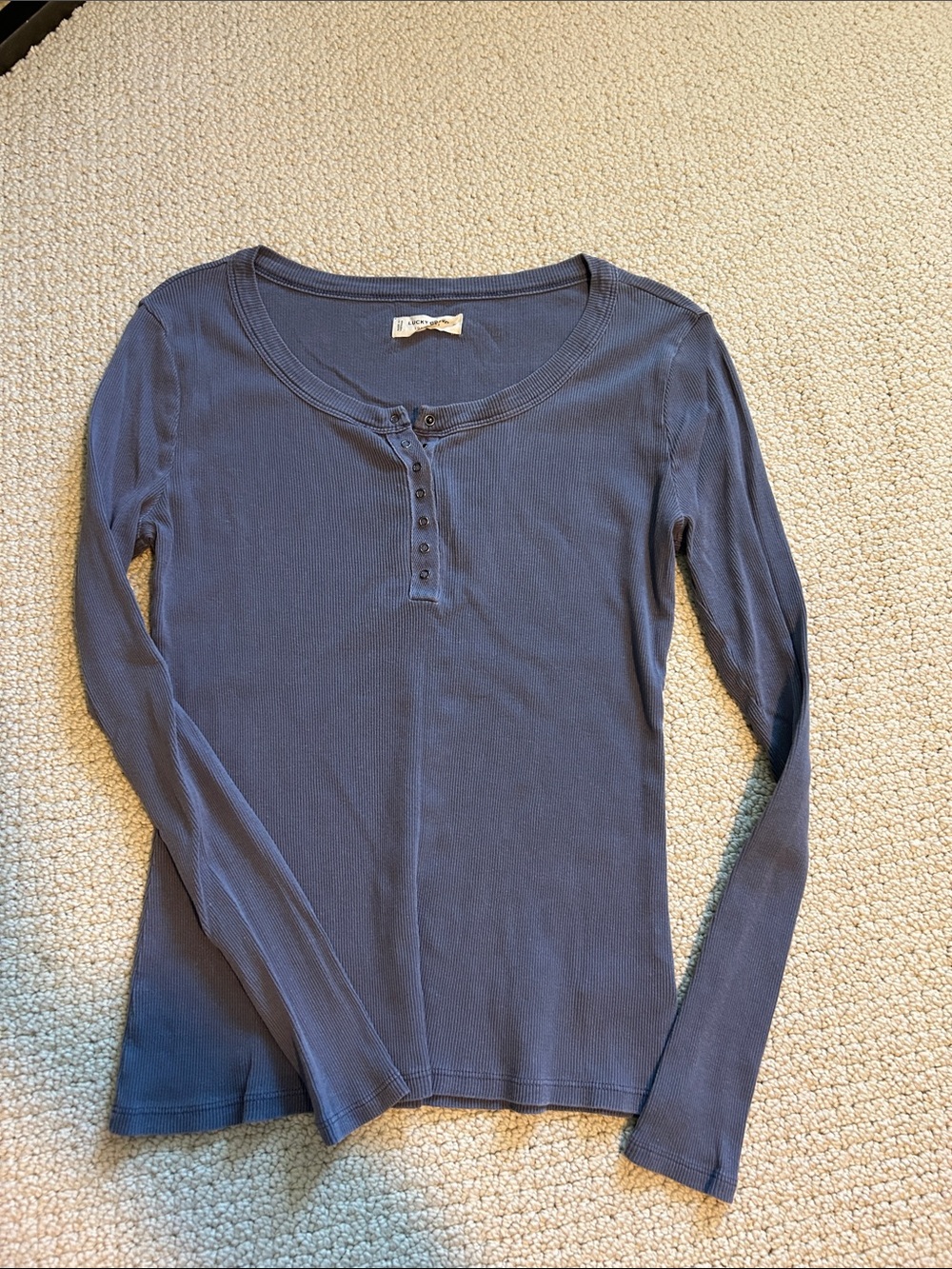 Lucky Brand Long-Sleeve Ribbed Henley in Slate